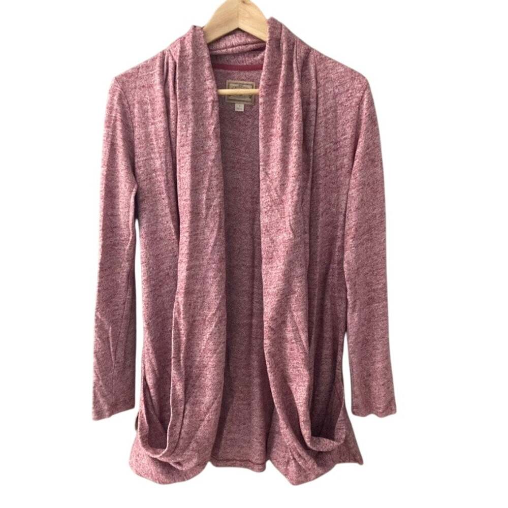 UGG Slub Knit Open Draped Front Cardigan - Marled Red - Small